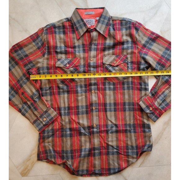 Vintage Bull Run Rugged Wear PLAID FLANNEL Button Down SHIRT Men's Medium - Picture 7 of 8